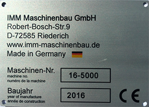 IMM 5000 Typenschild